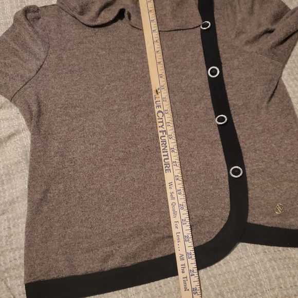 ADRIENNE VITTADINI Brown Cowl Neck Tunic Sweater Asymmetrical Buttons sz XL - Picture 7 of 9
